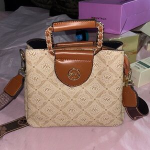 Elegant Brown and Tan Crossbody Bag